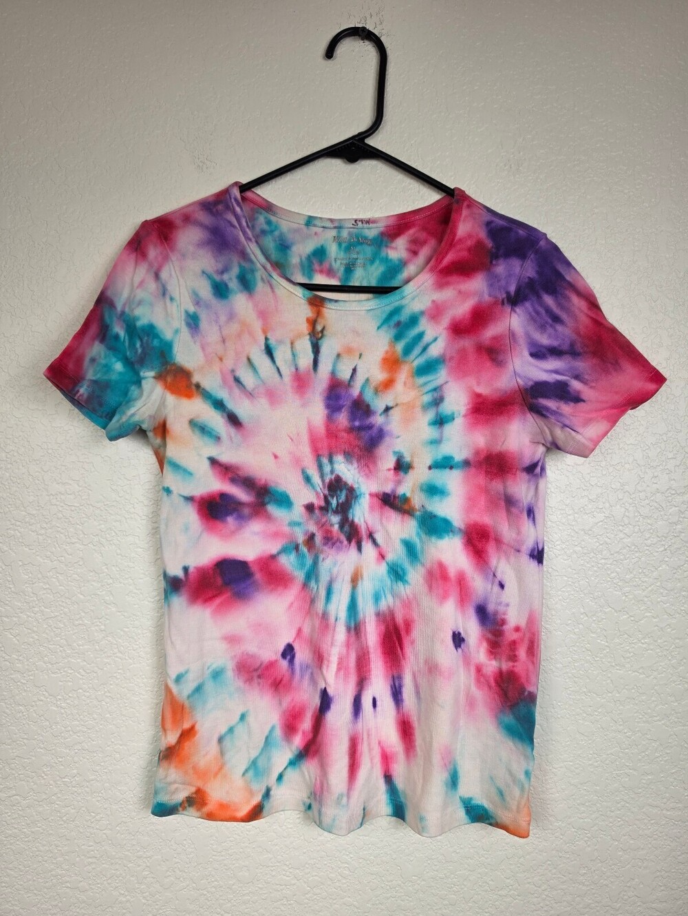 White Stag Medium Tie-Dye Cotton T-Shirt Y2K